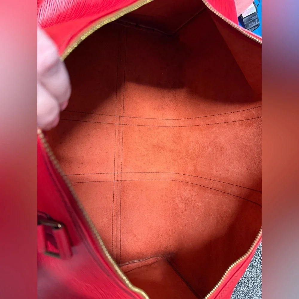 Louis Vuitton vintage red epi leather keepall 55